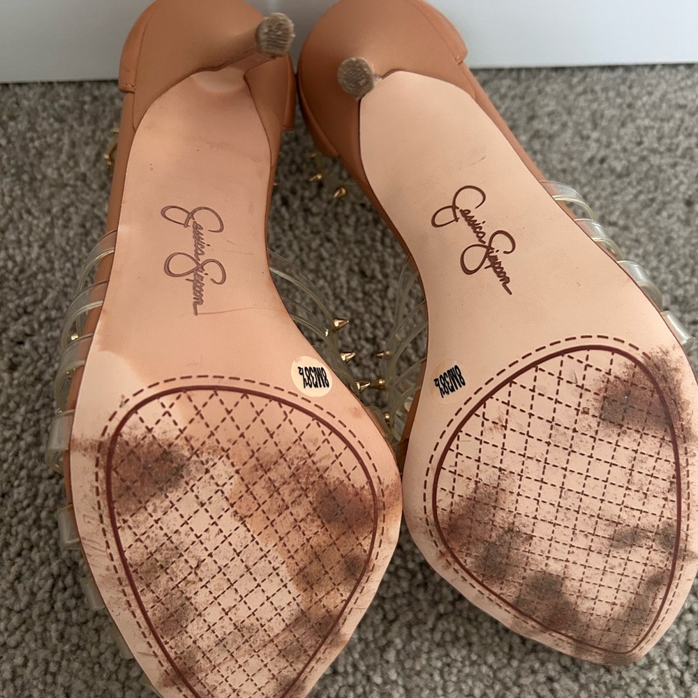 Jessica Simpson Nude and Clear Studded Heels - Picture 5 of 5